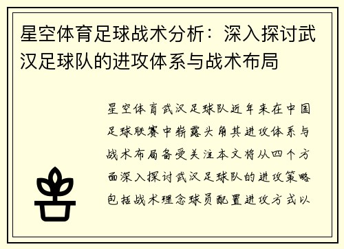 星空体育足球战术分析：深入探讨武汉足球队的进攻体系与战术布局